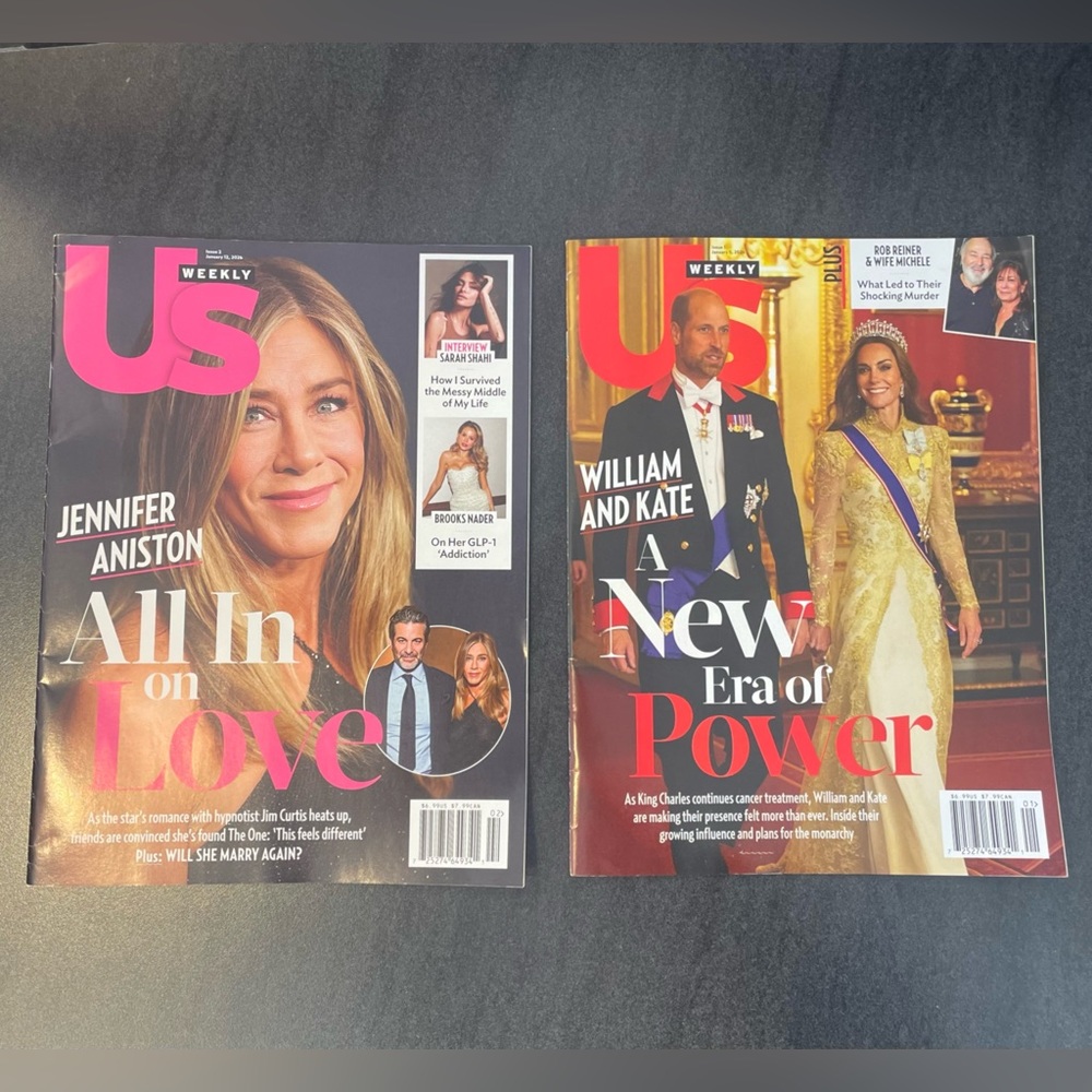💖5 for $25💖 US Weekly Magazines Lot (2) – Jennifer Aniston + William & Kate– New